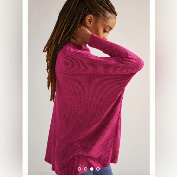 Anthropologie Amadi Cowl Neck Ribbed Poncho  Sweater Heather Medium Pink M - Picture 2 of 8